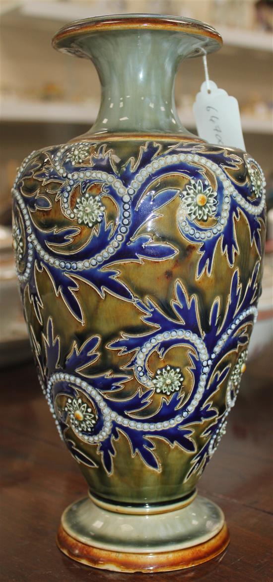 George Tinworth for Doulton Lambeth. A stoneware vase c. 1895, 29.5cm